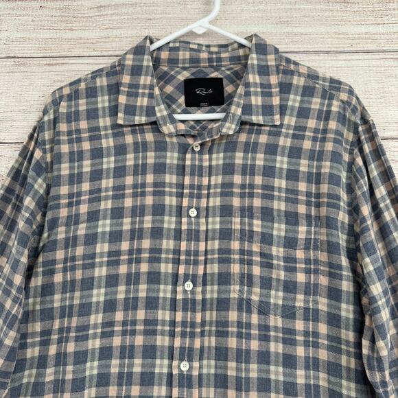 Rails Wyatt Plaid Button Down Shirt Mens Large Blue White Coral Long Sleeve - Picture 3 of 12